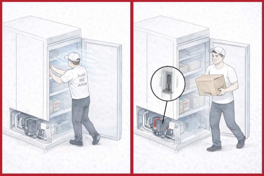 deep freezer thermal reed switch application