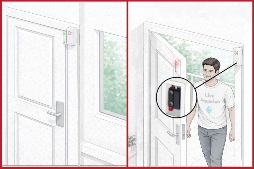 door window security with reed sensors