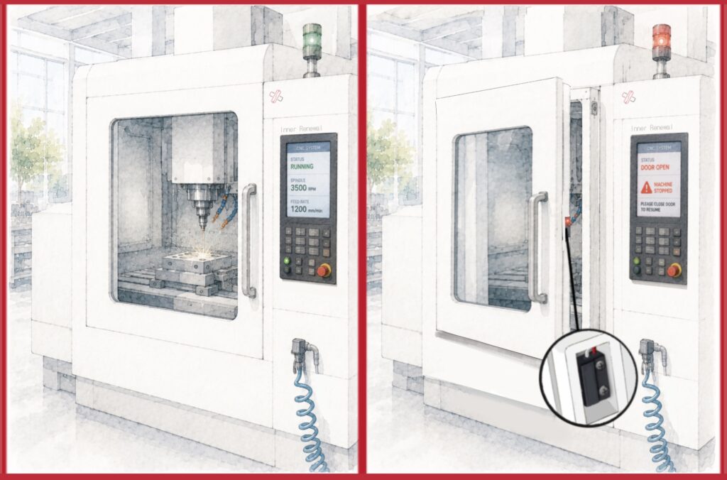 Machine door sensing with Ferro-magnetic sensors