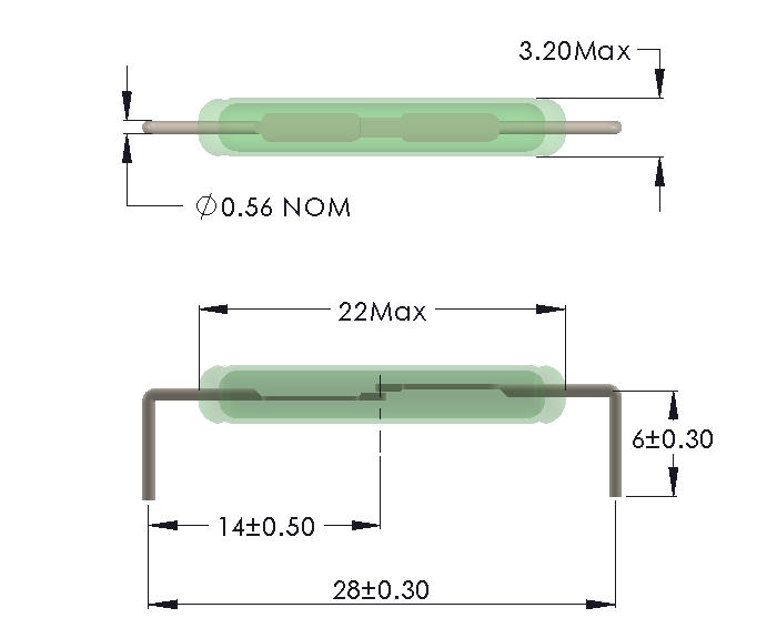 Drawing of Formed Leads for Horizontal mounting
