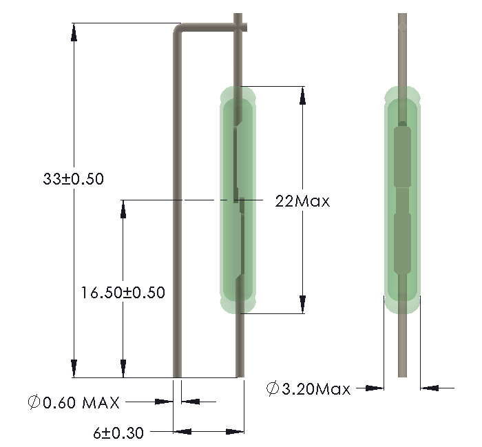 Drawing of Formed Leads for Vertical mounting
