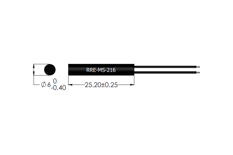 MS-216 Cylindrical Proximity Reed Sensor Drawing