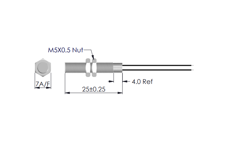Drawing of MS-225 Threaded Magent Sensor