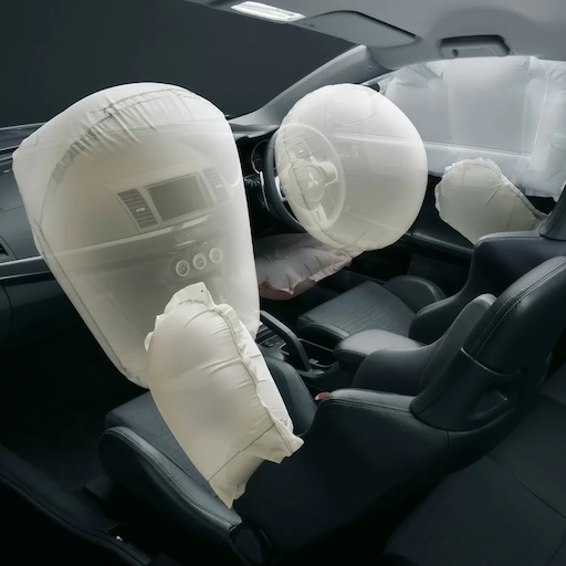 Airbags triggered by crash sensor