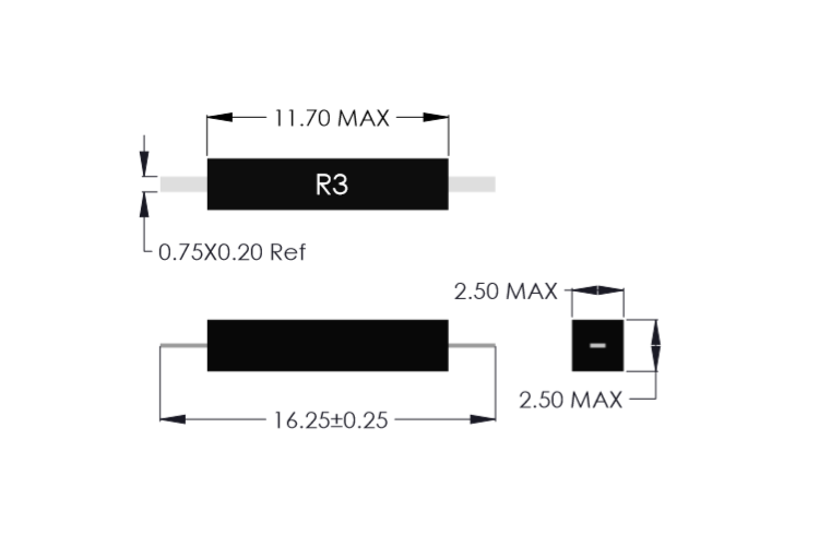 Drawing of R3F Miniature Reed Sensor