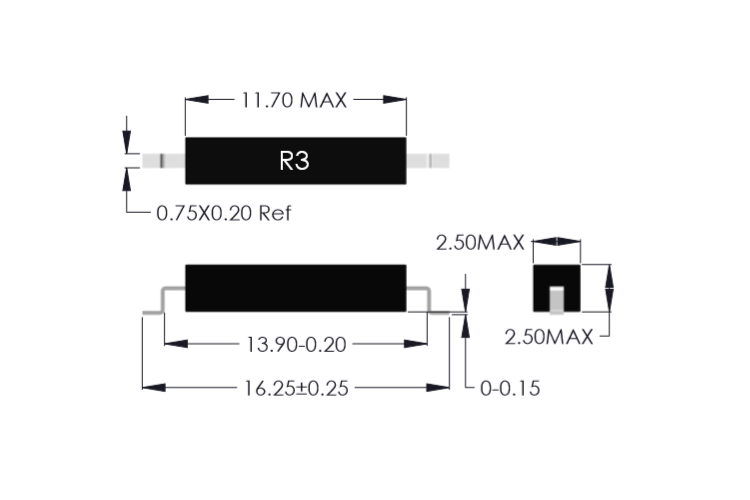 Drawing of R3S Miniature Reed Sensor
