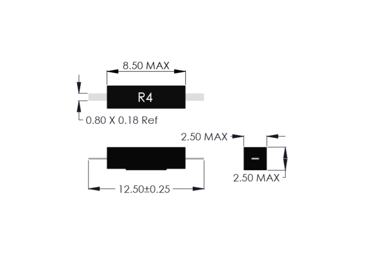 Drawing of R4 ultra-miniature Reed Sensor