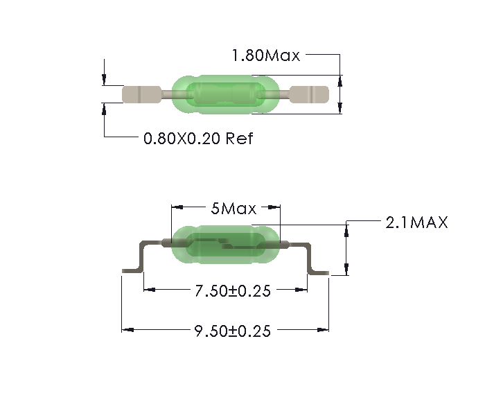 Drawing of UM-0018-M with SMD Formed Leads